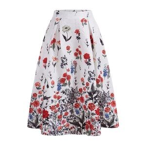 Women's White Floral Printed Skirt